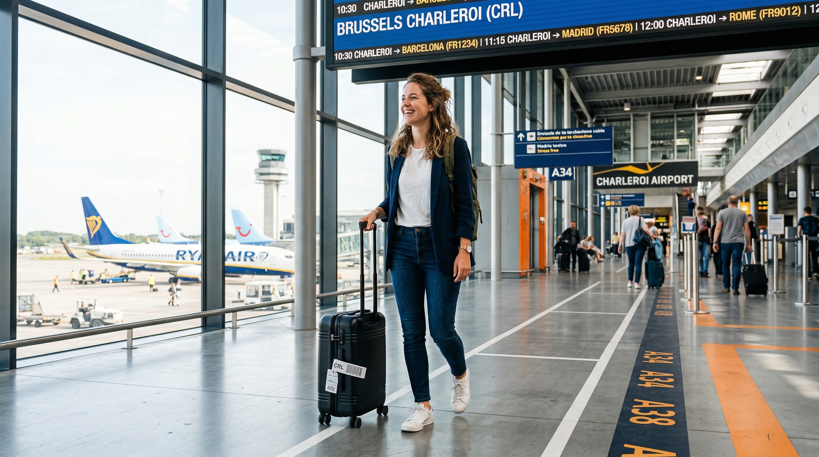 une voyageuse dans Charleroi Airport